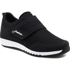 Arriva Lifestyle Flex Cırtlı Günlük Kadın Spor Ayakkabı Siyah Beyaz