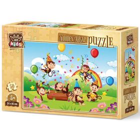 Art 5882 Kids Maymunlar Partisi 50 Parça Ahşap Puzzle