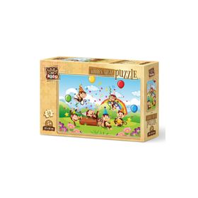 Art 5882 Kids Maymunlar Partisi 50 Parça Ahşap Puzzle