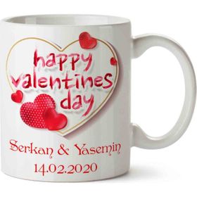 Art Happy Valentines Day Sevgililer Günü Baskılı Kupa