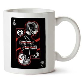 Art Hediye 01 Captain America Civil War Black Card İki Tarafı Baskılı Kupa Bardak