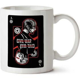 Art Hediye 01 Captain America Civil War Black Card İki Tarafı Baskılı Kupa Bardak
