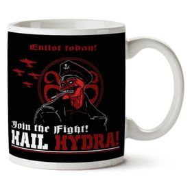 Art Hediye 01 Enlist Today Hail Hydra Red Skull Captain America Iki Tarafı Baskılı Kupa Bardak