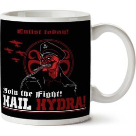 Art Hediye 01 Enlist Today Hail Hydra Red Skull Captain America Iki Tarafı Baskılı Kupa Bardak