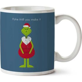 Art Hediye 01 Fake It Till You Make It Grinch Christmas Lord Iki Tarafı Baskılı Kupa Bardak
