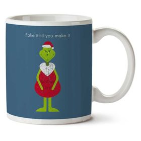 Art Hediye 01 Fake It Till You Make It Grinch Christmas Lord Iki Tarafı Baskılı Kupa Bardak