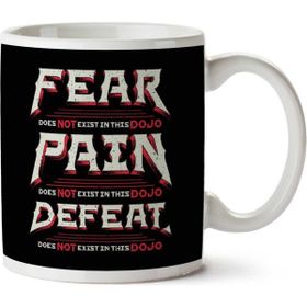 Art Hediye 01 Fear Pain Defeat Does Not Exist Karate Kid Quote Iki Tarafı Baskılı Kupa Bardak