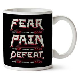 Art Hediye 01 Fear Pain Defeat Does Not Exist Karate Kid Quote Iki Tarafı Baskılı Kupa Bardak
