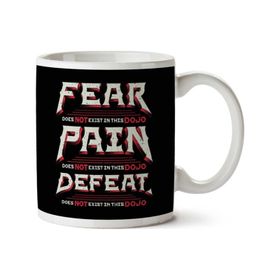 Art Hediye 01 Fear Pain Defeat Does Not Exist Karate Kid Quote Iki Tarafı Baskılı Kupa Bardak