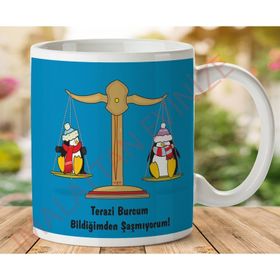 Art Hediye 1-028 Terazi Burcu İki Taraf Baskılı Kupa Bardak