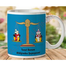 Art Hediye 1-028 Terazi Burcu İki Taraf Baskılı Kupa Bardak