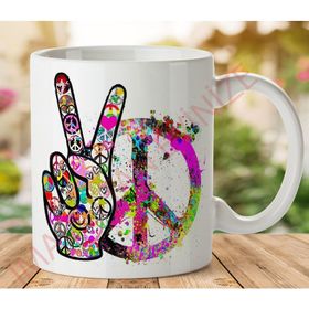Art Hediye 1-034 Barış Peace İki Taraf Baskılı Kupa Bardak