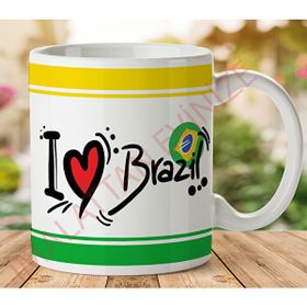 Art Hediye 1-076 I LOVE BRAZİL İki Tarafı Baskılı Kupa Bardak