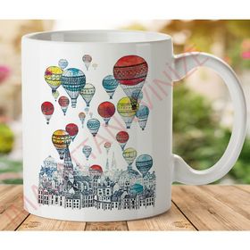Art Hediye 1-079 Renkli Uçan Balonlar İki Tarafı Baskılı Kupa Bardak