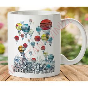 Art Hediye 1-079 Renkli Uçan Balonlar İki Tarafı Baskılı Kupa Bardak