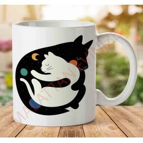 Art Hediye 1-1128 Like Cat and Dogs Kedi Köpek İki Tarafı Baskılı Kupa Bardak