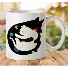 Art Hediye 1-1128 Like Cat and Dogs Kedi Köpek İki Tarafı Baskılı Kupa Bardak