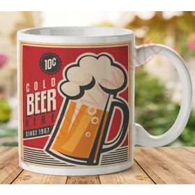 Art Hediye 1-113 Cold Beer Here İki Tarafı Baskılı Kupa Bardak