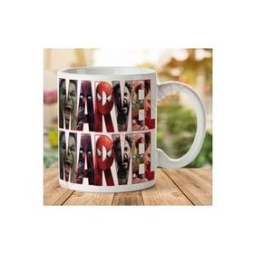 Art Hediye 1-1137 Marvel Yazı Kahraman İki Tarafı Baskılı Kupa Bardak