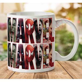 Art Hediye 1-1137 Marvel Yazı Kahraman İki Tarafı Baskılı Kupa Bardak