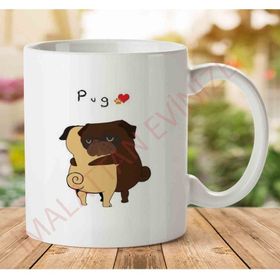 Art Hediye 1-1206 Sevgili Pug İki Tarafı Baskılı Kupa Bardak