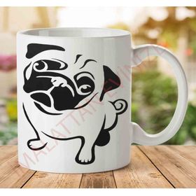 Art Hediye 1-1207 Sevimli Pug İki Tarafı Baskılı Kupa Bardak