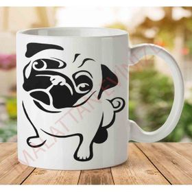 Art Hediye 1-1207 Sevimli Pug İki Tarafı Baskılı Kupa Bardak