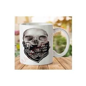 Art Hediye 1-1217 Skull Bandana İki Tarafı Baskılı Kupa Bardak