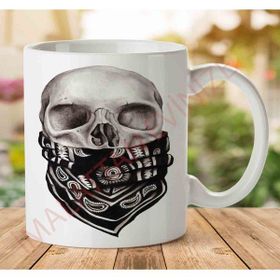Art Hediye 1-1217 Skull Bandana İki Tarafı Baskılı Kupa Bardak