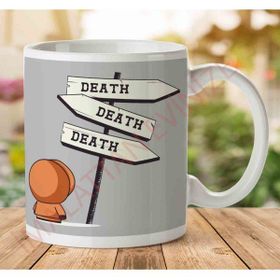 Art Hediye 1-1307 Death Signpost Kenny South Park İki Tarafı Baskılı Kupa Bardak