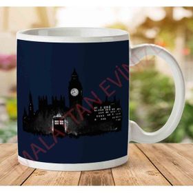 Art Hediye 1-1348 Doctor Who London Silhouette Tardis İki Tarafı Baskılı Kupa Bardak