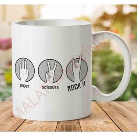 Art Hediye 1-1642 Paper Scissors Rockjpeg İki Tarafı Baskılı Kupa Bardak