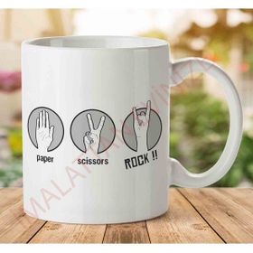 Art Hediye 1-1642 Paper Scissors Rockjpeg İki Tarafı Baskılı Kupa Bardak