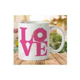 Art Hediye 1-1659 Pink Love Donuts İki Tarafı Baskılı Kupa Bardak
