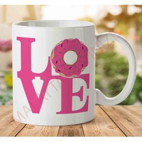 Art Hediye 1-1659 Pink Love Donuts İki Tarafı Baskılı Kupa Bardak