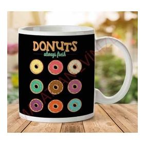 Art Hediye 1-1778 Donuts Always Fresh İki Tarafı Baskılı Kupa Bardak