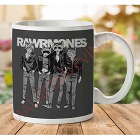Art Hediye 1-1869 Rawrmones Cat Ramonesjpeg İki Tarafı Baskılı Kupa Bardak