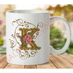 Art Hediye 1-201 K HARFİ İki Tarafı Baskılı Kupa Bardak