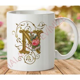 Art Hediye 1-204 N HARFİ İki Tarafı Baskılı Kupa Bardak