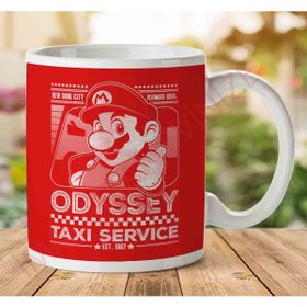 Art Hediye 1-2145 Super Mario Odyssey Taxi Service İki Tarafı Baskılı Kupa Bardak