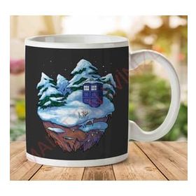 Art Hediye 1-2163 Tardis On A Floating Winter Island Doctor Who İki Tarafı Baskılı Kupa Bardak