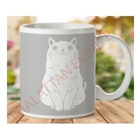 Art Hediye 1-250 Beyaz Kedi İki Tarafı Baskılı Kupa Bardak