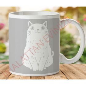 Art Hediye 1-250 Beyaz Kedi İki Tarafı Baskılı Kupa Bardak