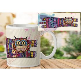 Art Hediye 1-252 Desenli Kedi İki Tarafı Baskılı Kupa Bardak
