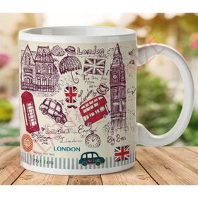 Art Hediye 1-288 Londra Beyaz İki Tarafı Baskılı Kupa Bardak