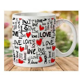 Art Hediye 1-294 Love Kalp İki Tarafı Baskılı Kupa Bardak
