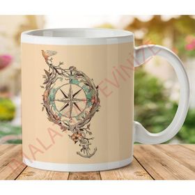 Art Hediye 1-375 Pusula Baskılı İki Tarafı Baskılı Kupa Bardak