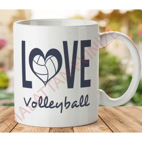 Art Hediye 1-476 Love Volleyball İki Tarafı Baskılı Kupa Bardak