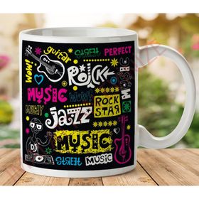 Art Hediye 1-532 Müzik Rock - Jazz İki Tarafı Baskılı Kupa Bardak