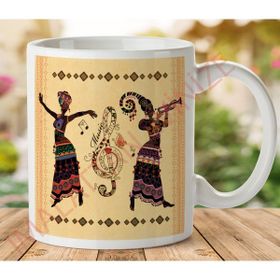 Art Hediye 1-533 Müzik Dans Eden Kızlar İki Tarafı Baskılı Kupa Bardak